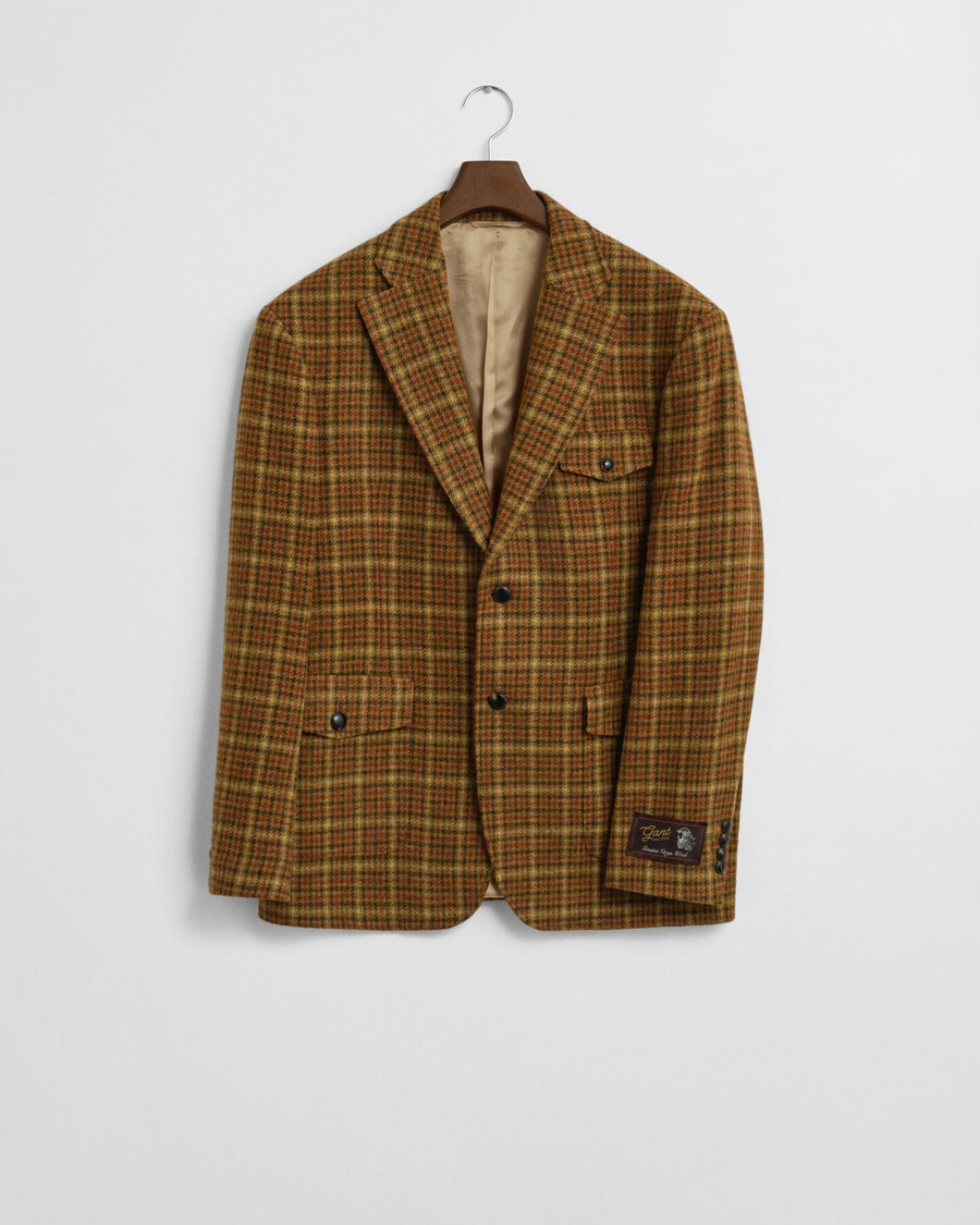 lässiger karierter tweed-blazer – erdnussbutter