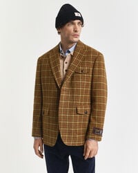 lässiger karierter tweed-blazer – erdnussbutter