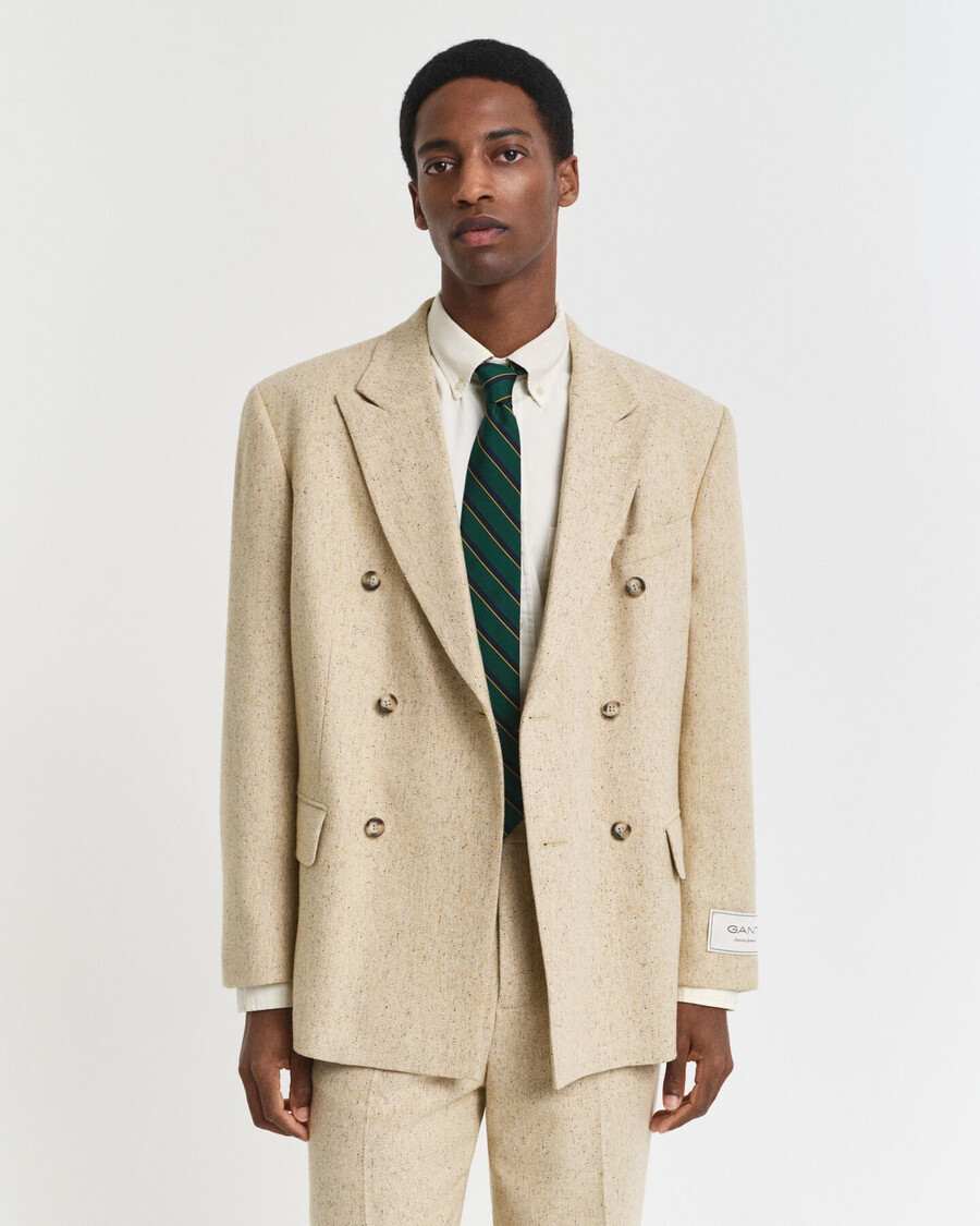 nepps anzugjacke mit fischgrätmuster in entspannter passform – betonbeige