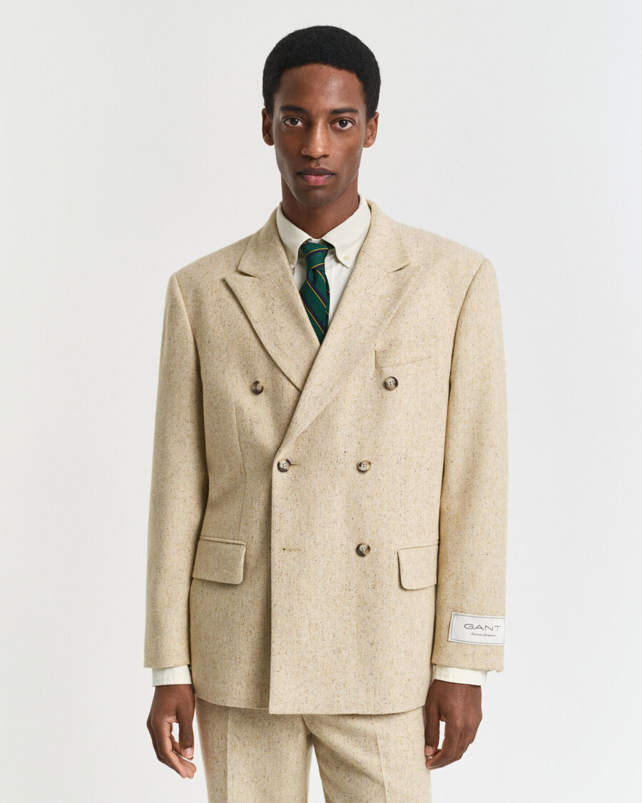 nepps anzugjacke mit fischgrätmuster in entspannter passform – betonbeige