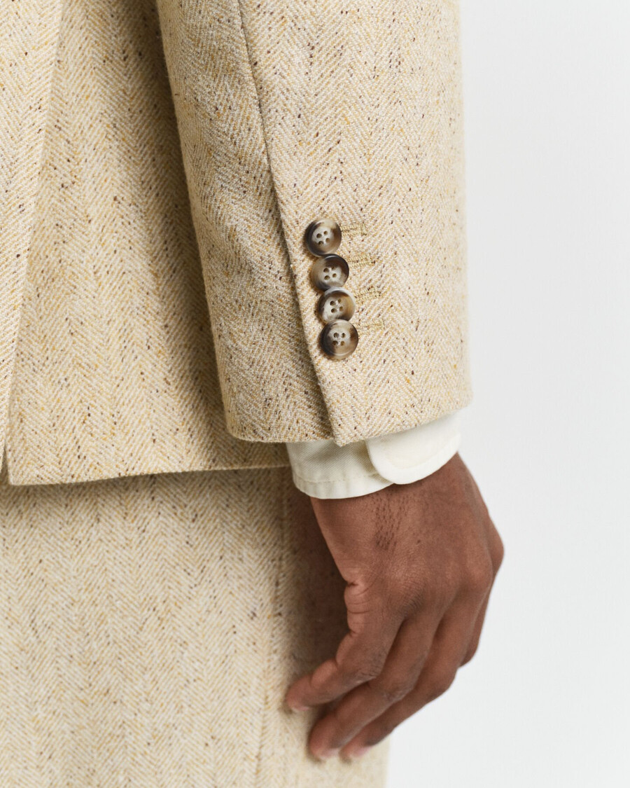 nepps anzugjacke mit fischgrätmuster in entspannter passform – betonbeige