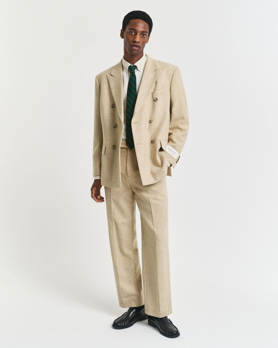 nepps anzugjacke mit fischgrätmuster in entspannter passform – betonbeige