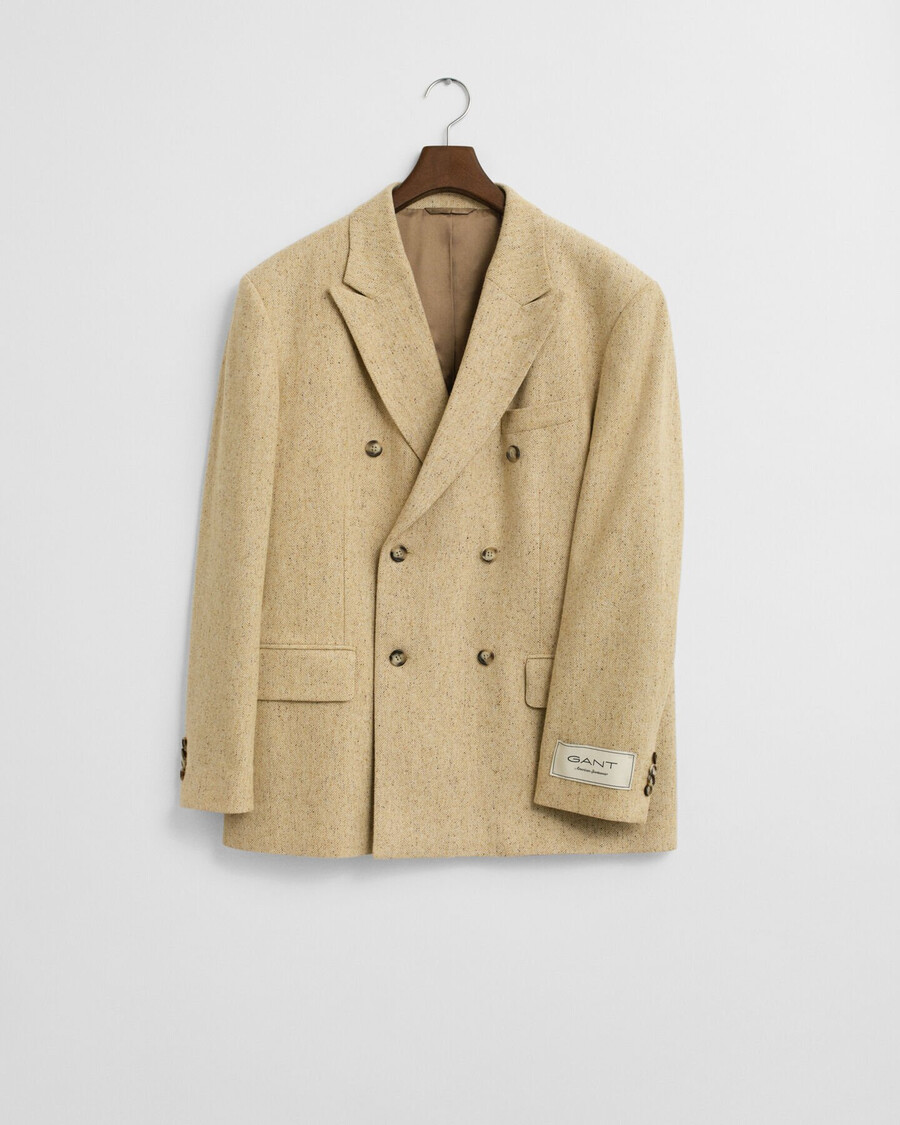 nepps anzugjacke mit fischgrätmuster in entspannter passform – betonbeige