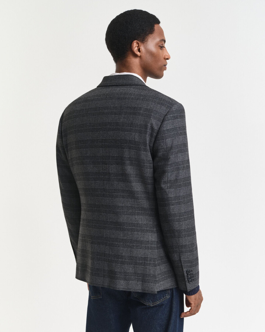slim-fit-anzugjacke mit glencheck-muster – anthrazit-melange