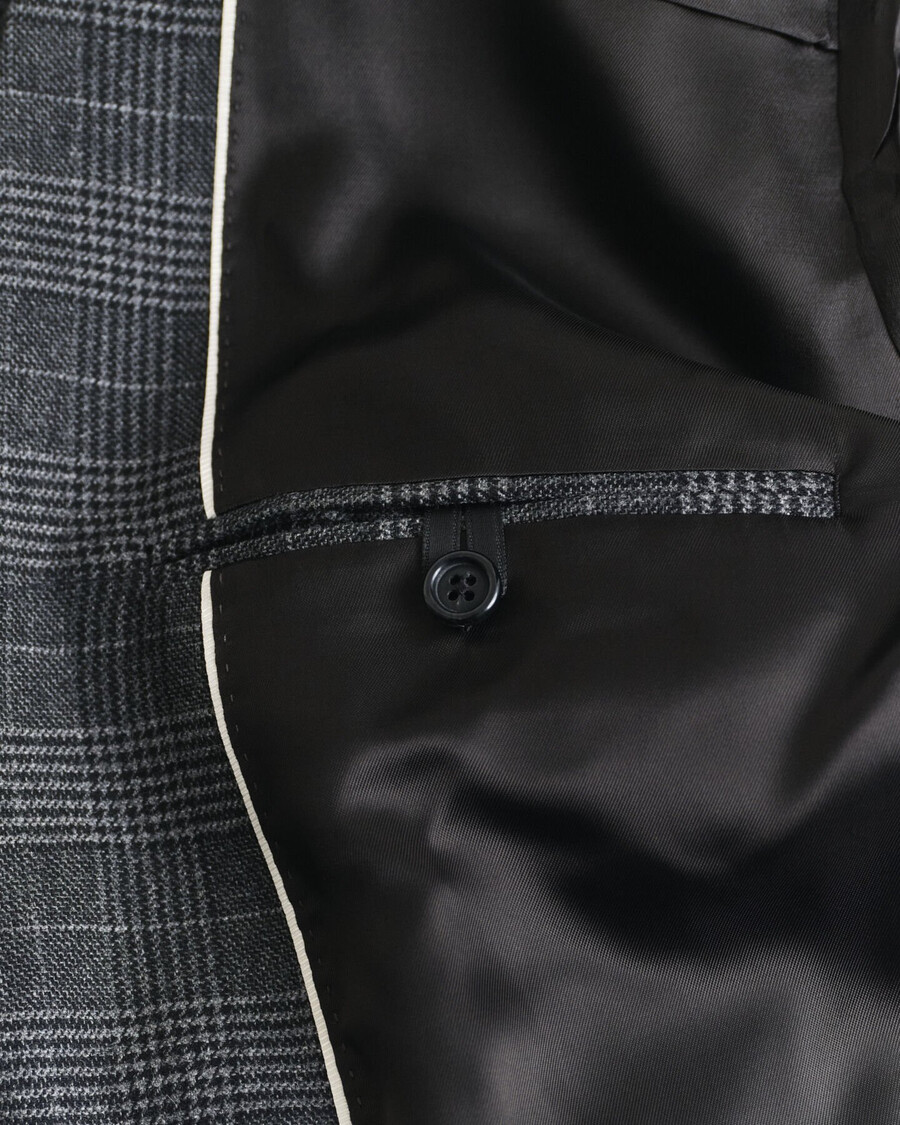 slim-fit-anzugjacke mit glencheck-muster – anthrazit-melange