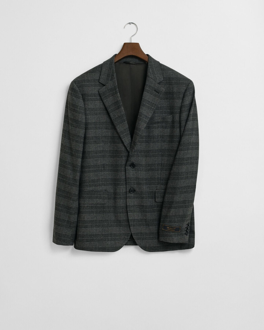 slim-fit-anzugjacke mit glencheck-muster – anthrazit-melange