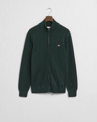 lässige baumwoll-strickjacke mit reißverschluss – tartangrün