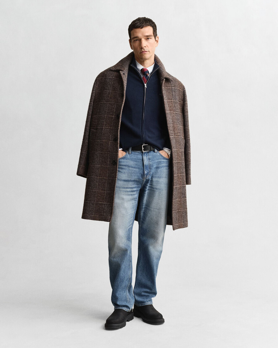 lässige baumwoll-strickjacke mit reißverschluss – abendblau