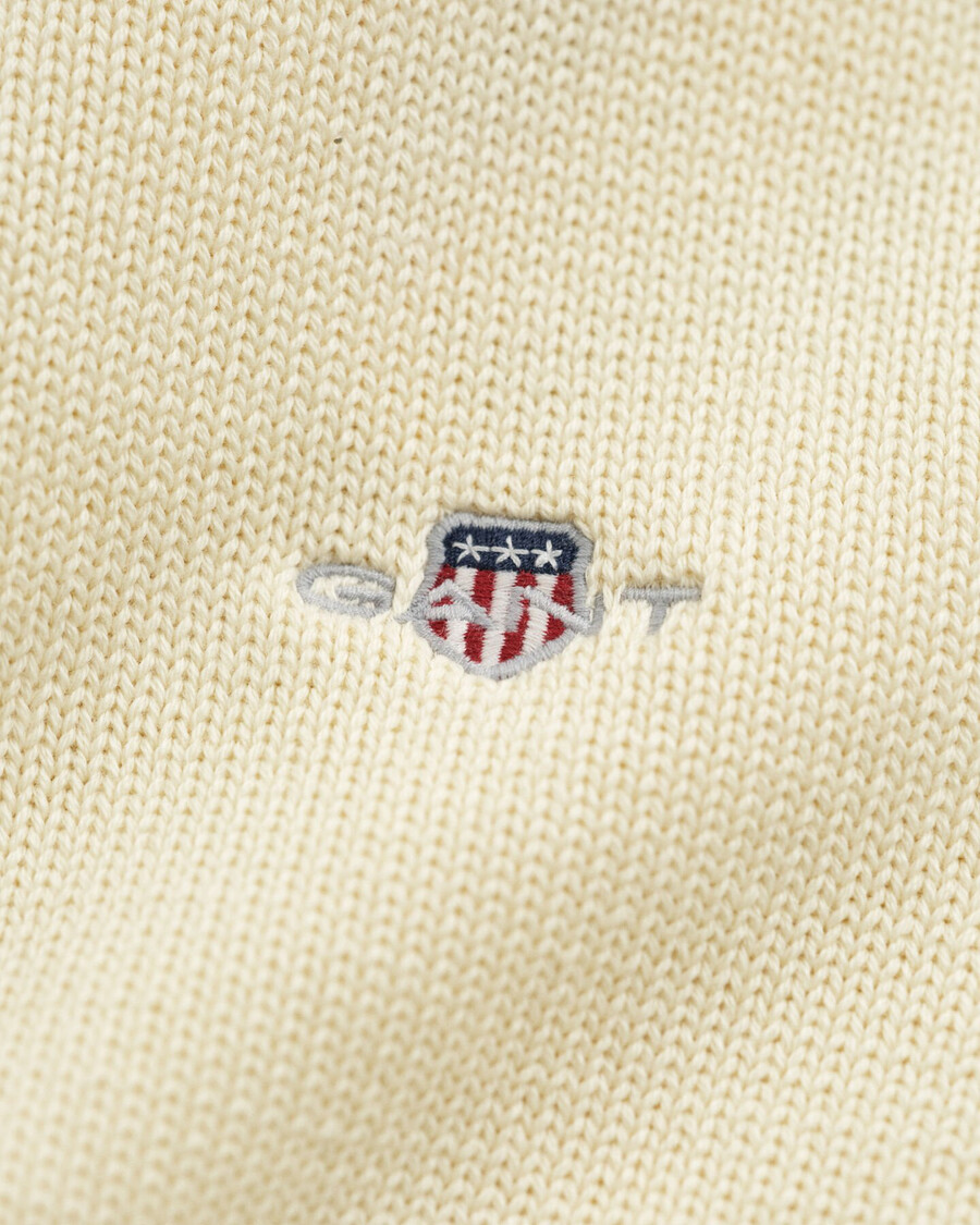 lässiger baumwollpullover mit halbem reißverschluss – creme