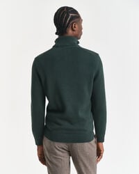 lässiger baumwollpullover mit halbem reißverschluss – tartangrün