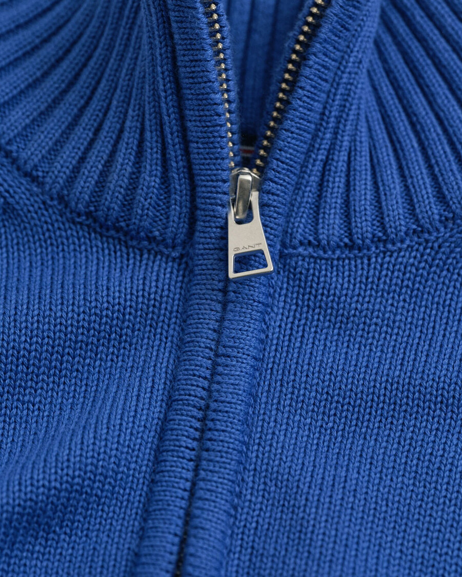 lässiger baumwollpullover mit halbem reißverschluss – sattes blau