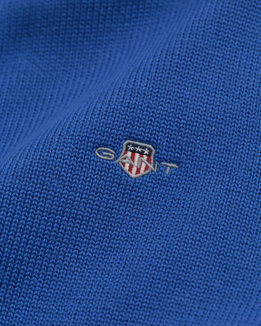 lässiger baumwollpullover mit halbem reißverschluss – sattes blau