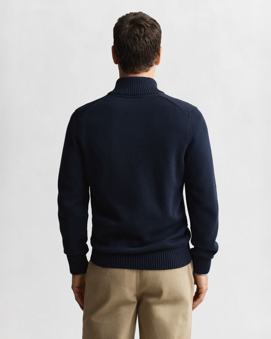 lässiger baumwollpullover mit halbem reißverschluss – abendblau