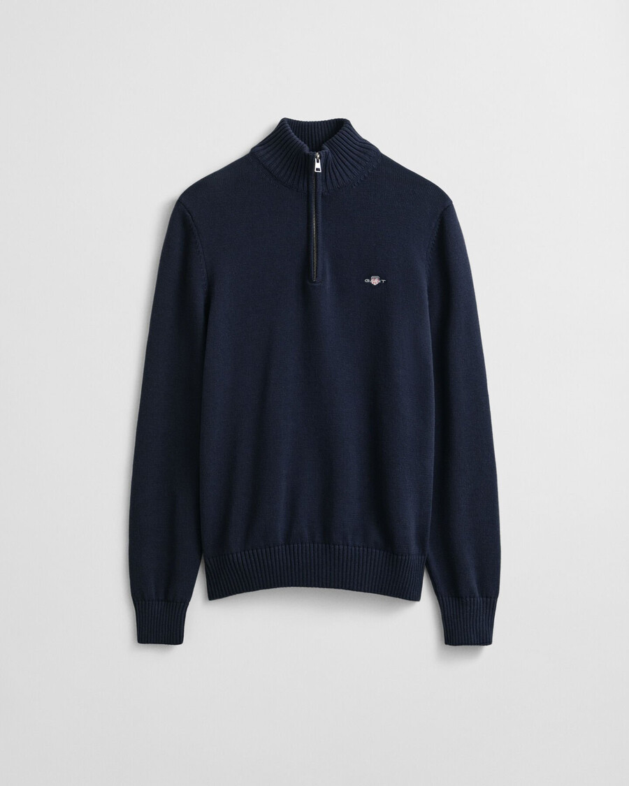 lässiger baumwollpullover mit halbem reißverschluss – abendblau