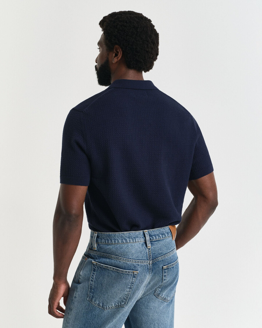 poloshirt aus strukturierter baumwolle – abendblau