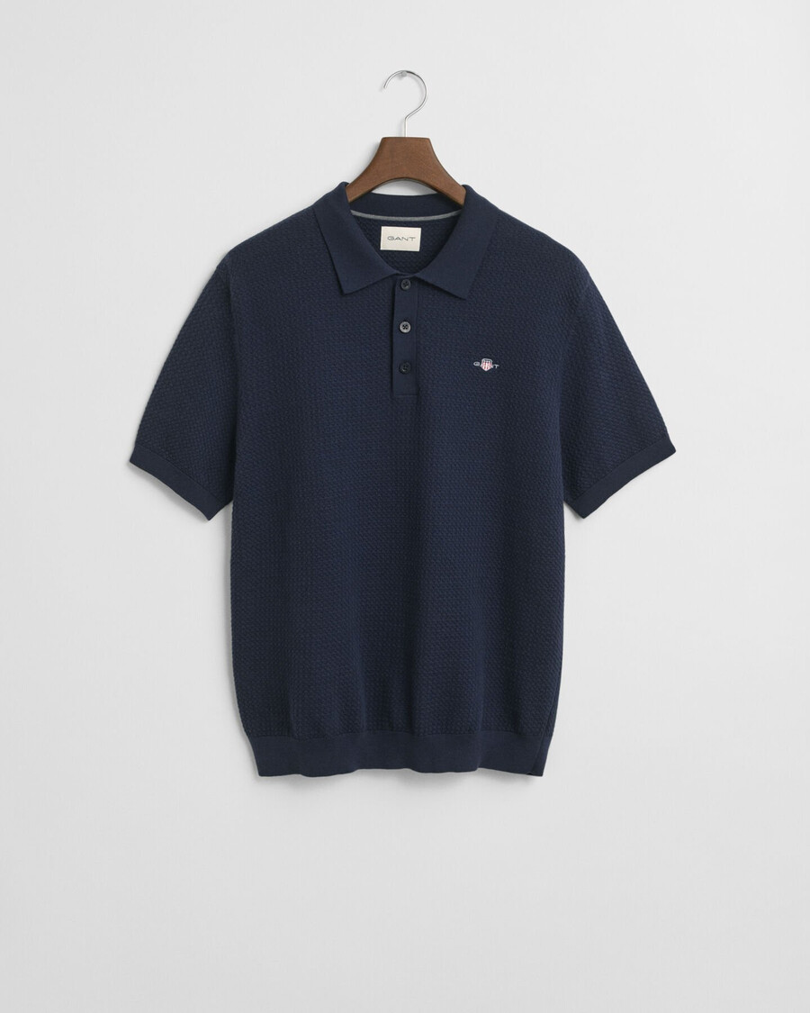 poloshirt aus strukturierter baumwolle – abendblau