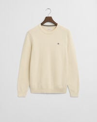 mikrostrukturierter rundhalspullover – creme