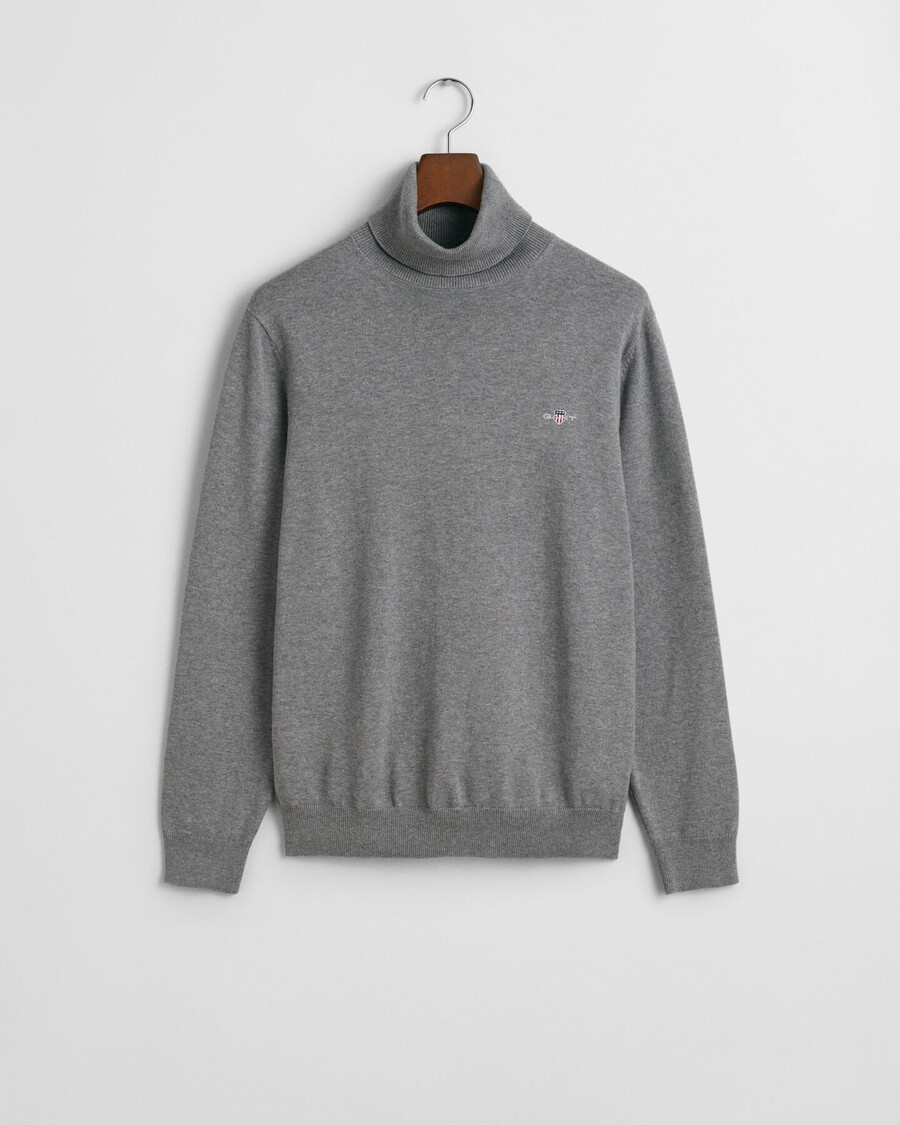 klassischer rollkragenpullover aus baumwolle – dunkelgrau meliert