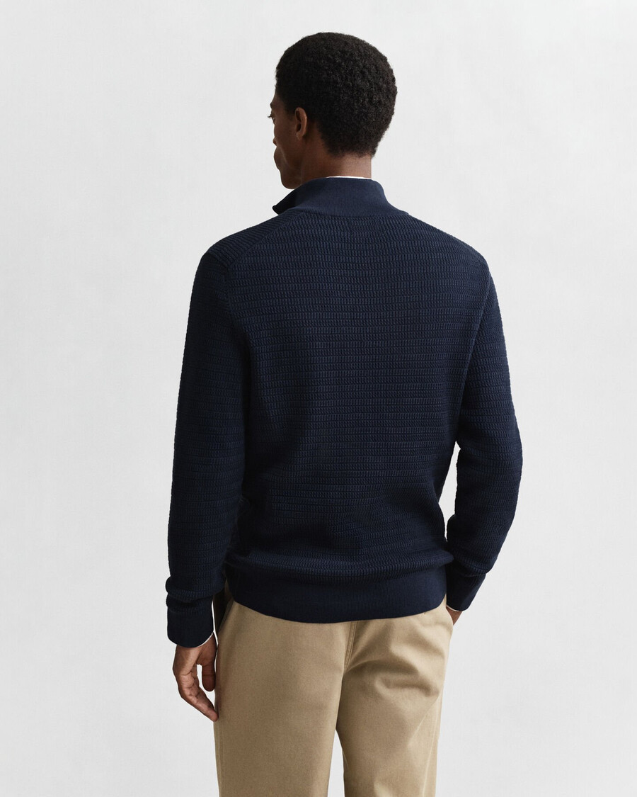 mini-zopfstrickpullover mit halbem reißverschluss – abendblau