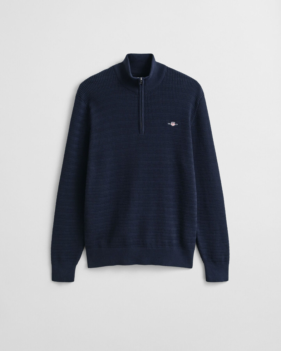mini-zopfstrickpullover mit halbem reißverschluss – abendblau