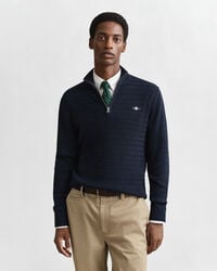 mini-zopfstrickpullover mit halbem reißverschluss – abendblau