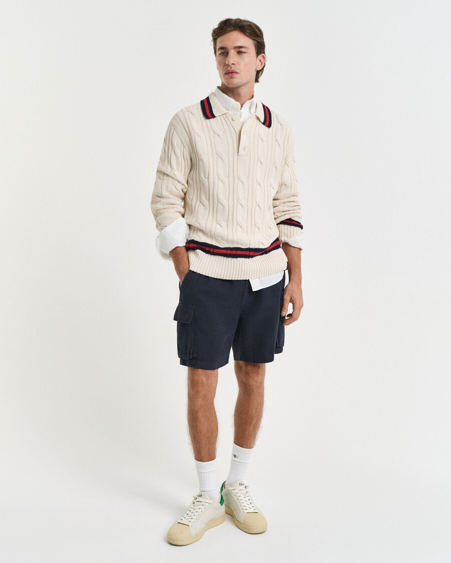 zopfstrick-polopullover – creme