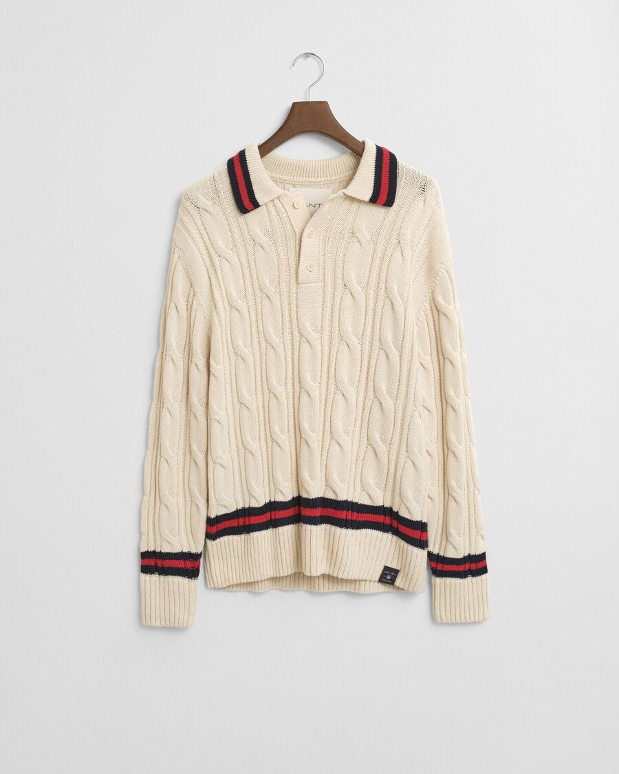 zopfstrick-polopullover – creme
