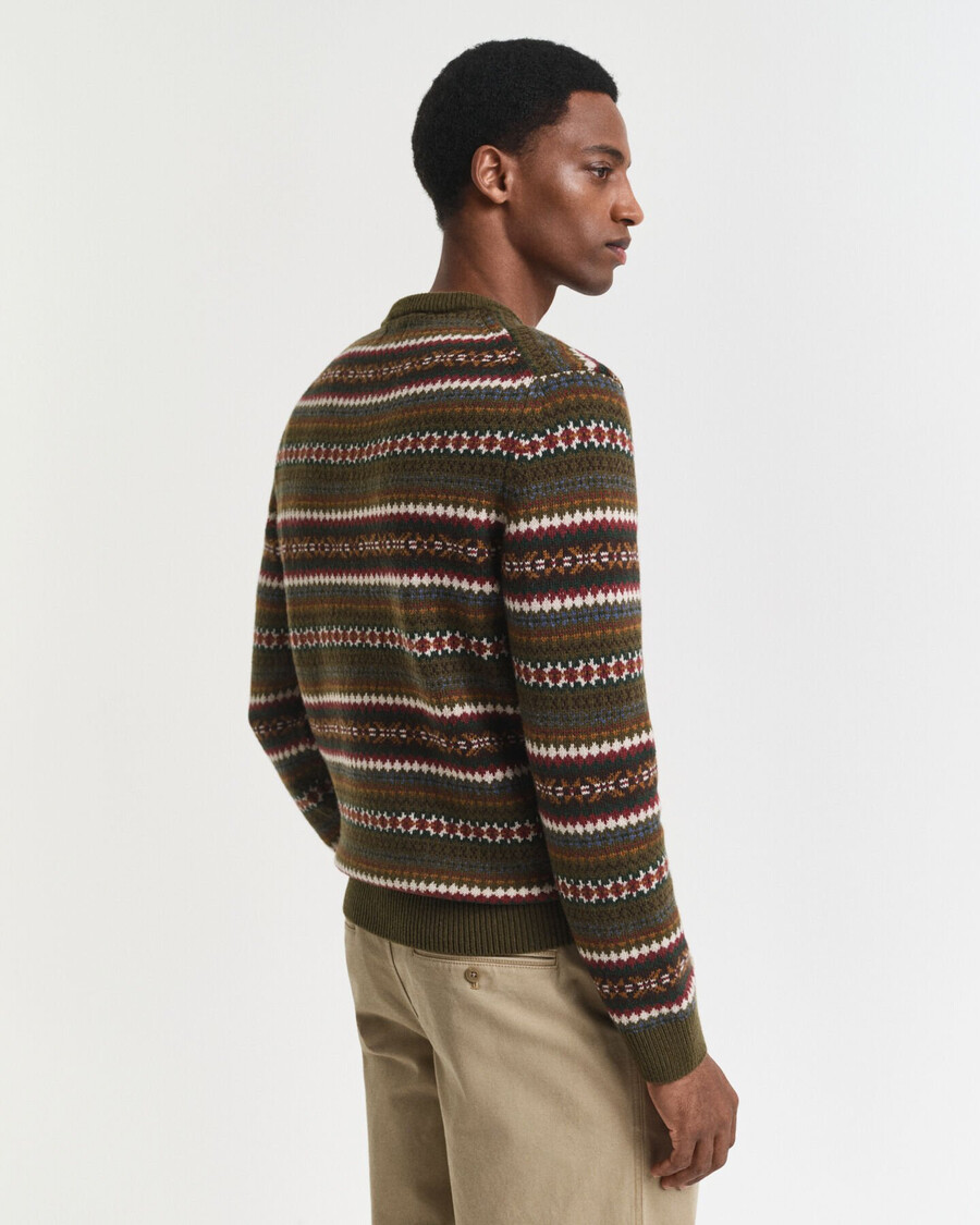 fair-isle-pullover mit rundhalsausschnitt – country green