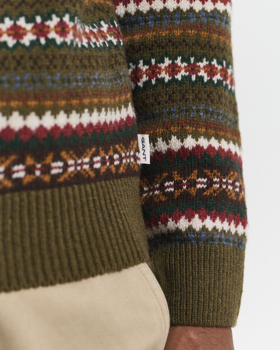 fair-isle-pullover mit rundhalsausschnitt – country green