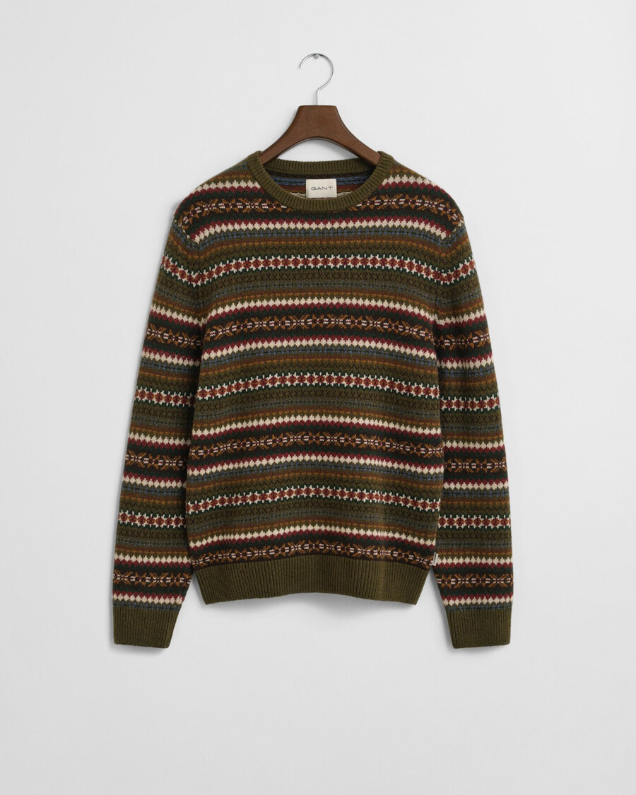fair-isle-pullover mit rundhalsausschnitt – country green