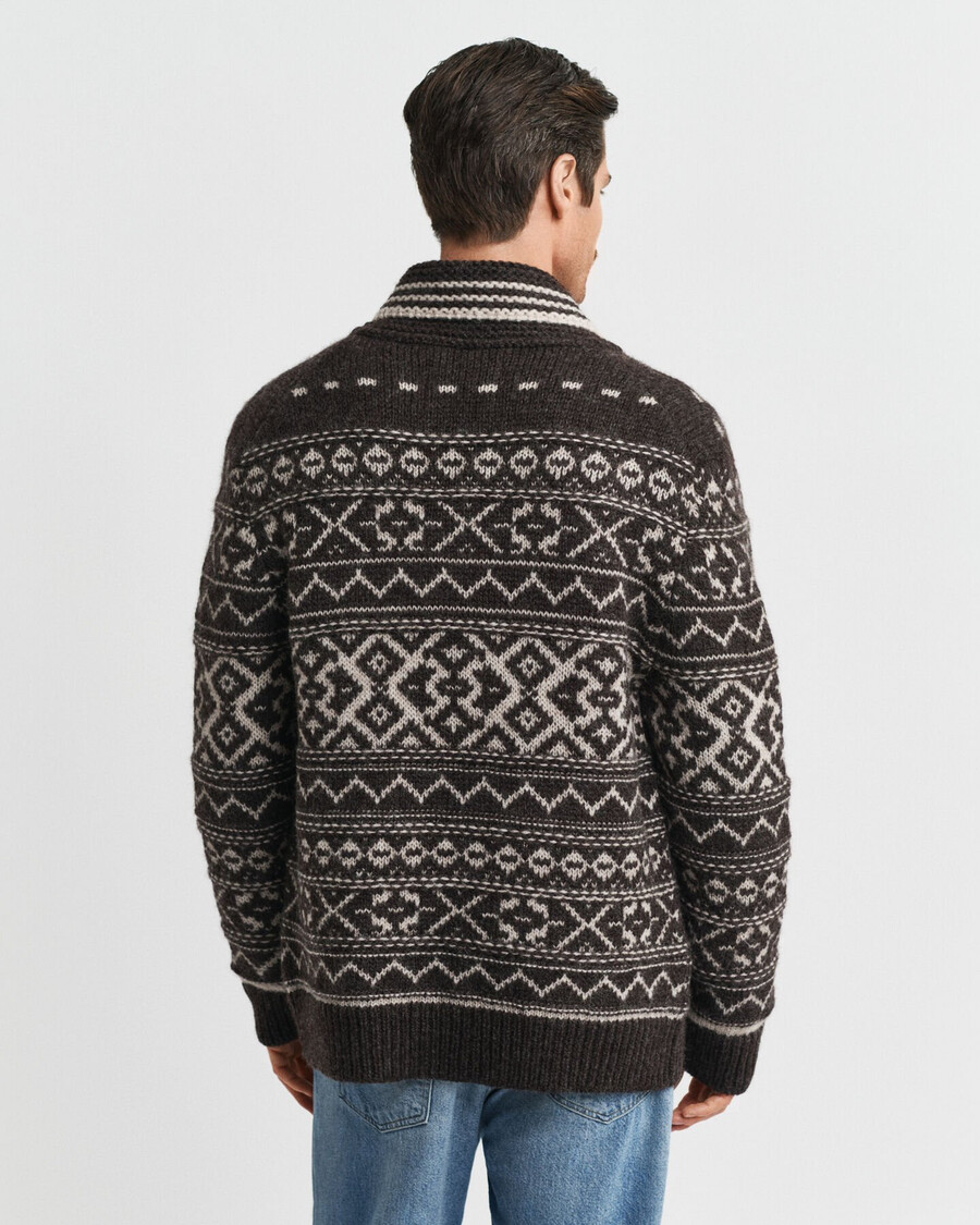 jacquard-strickjacke - braun meliert