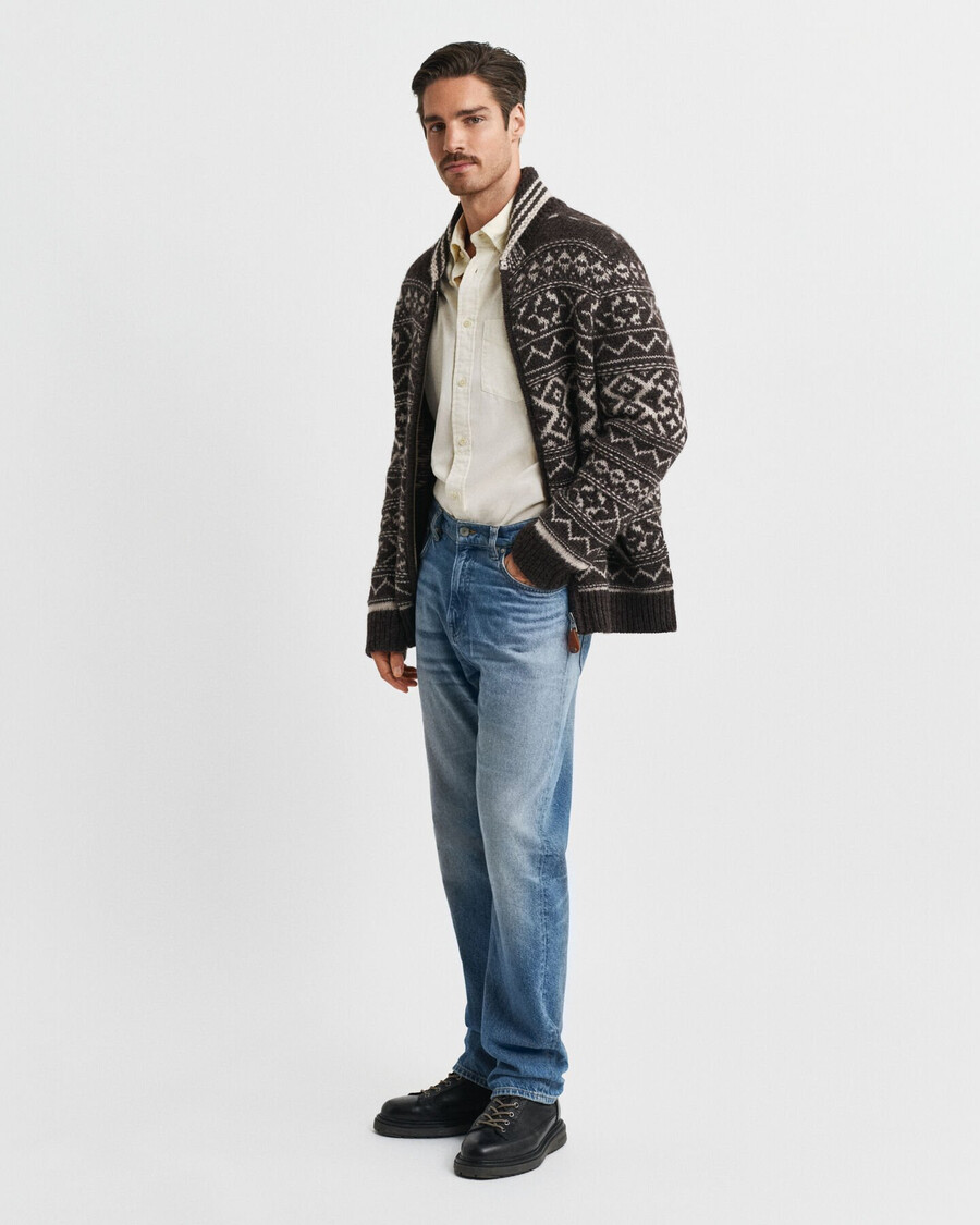 jacquard-strickjacke - braun meliert