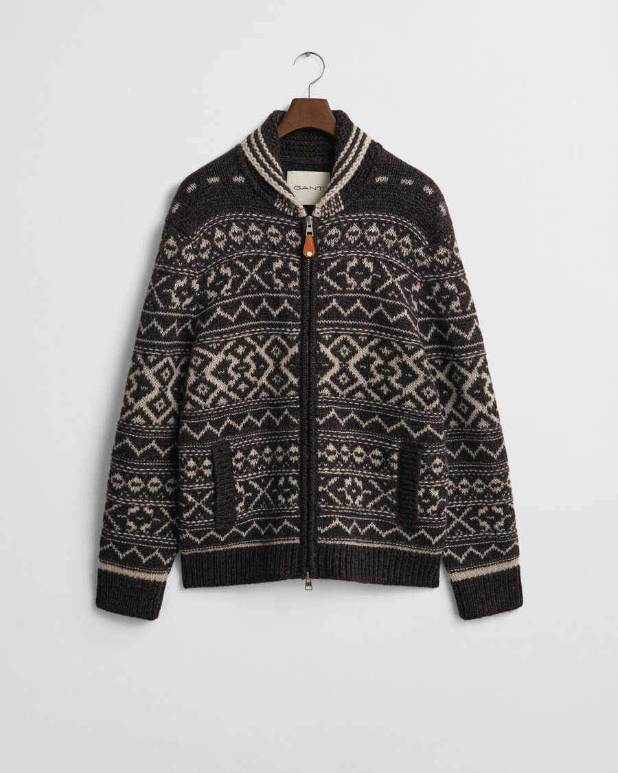 jacquard-strickjacke - braun meliert