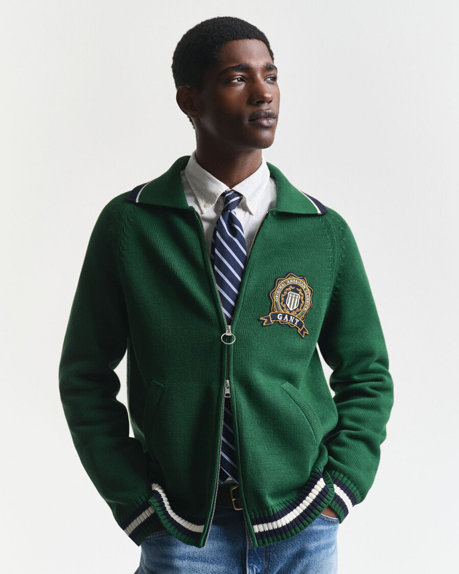 1949 graphic zipped cardigan - waldgrün