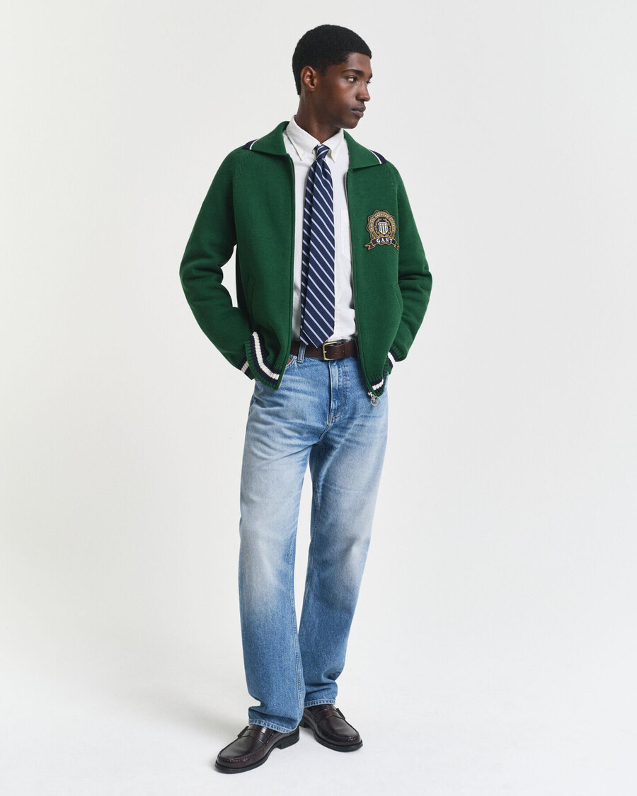 1949 graphic zipped cardigan - waldgrün