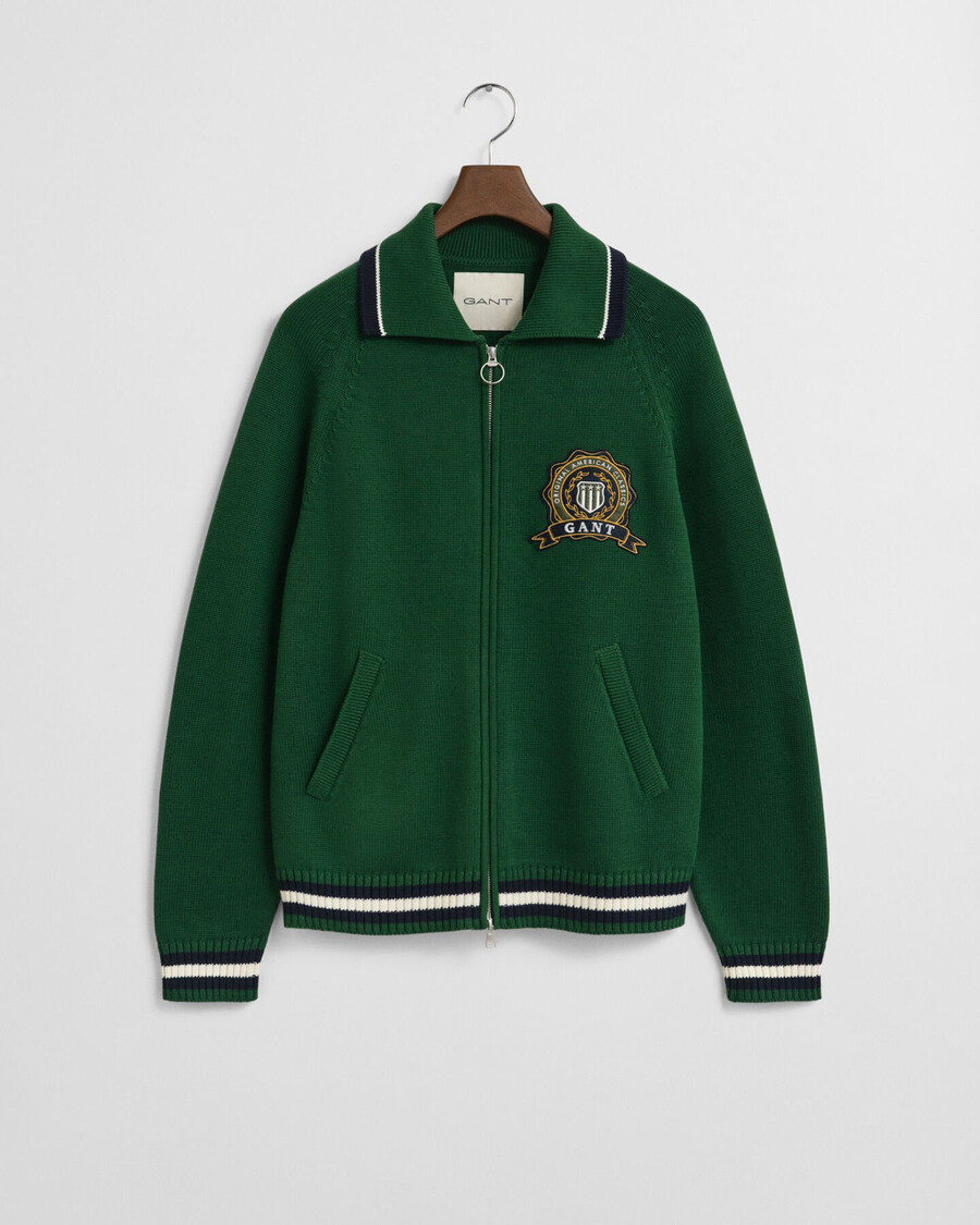 1949 graphic zipped cardigan - waldgrün