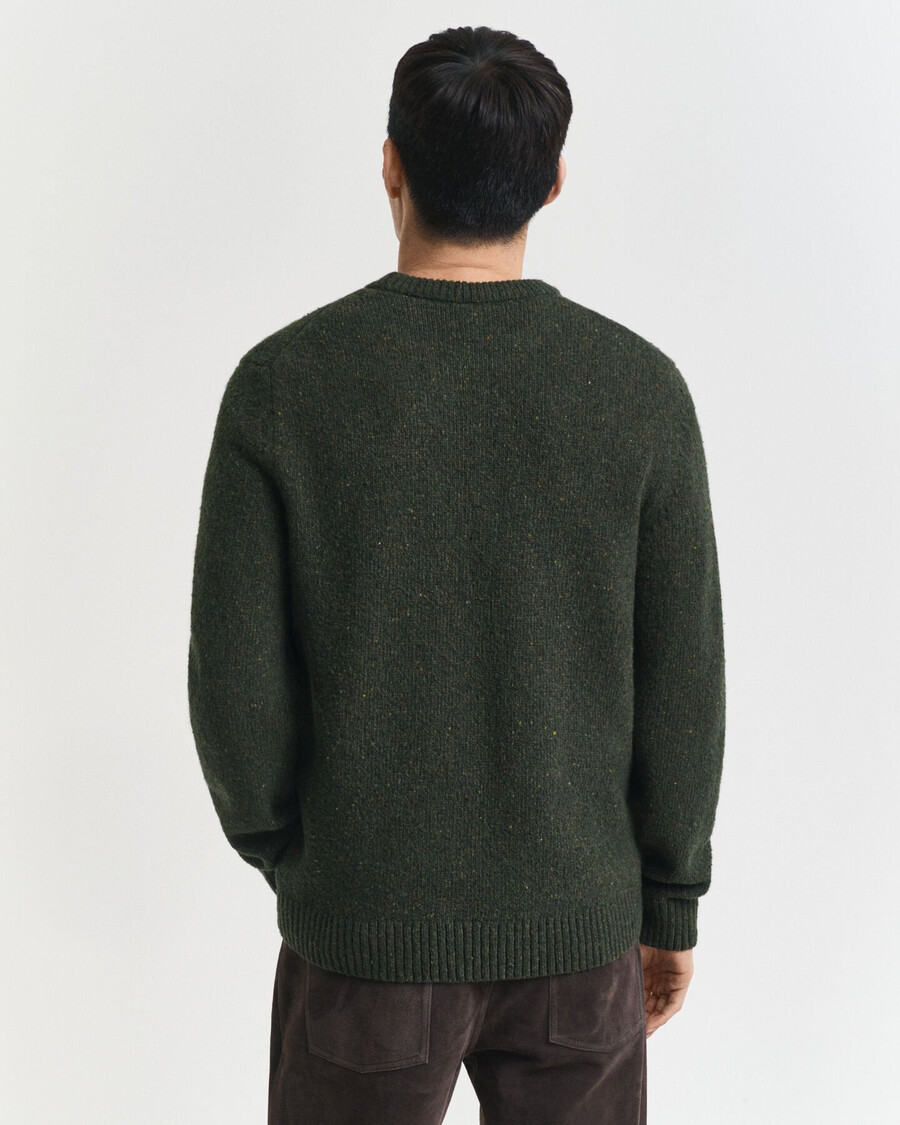 wollmischung nepps rundhalspullover – country green