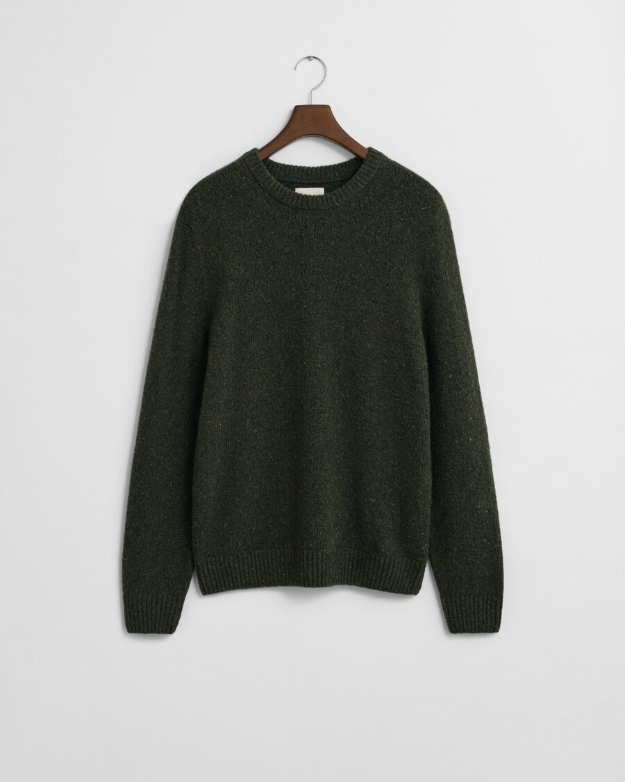 wollmischung nepps rundhalspullover – country green