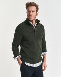 halbgeknöpfter pullover aus wollmischung von nepps – country green