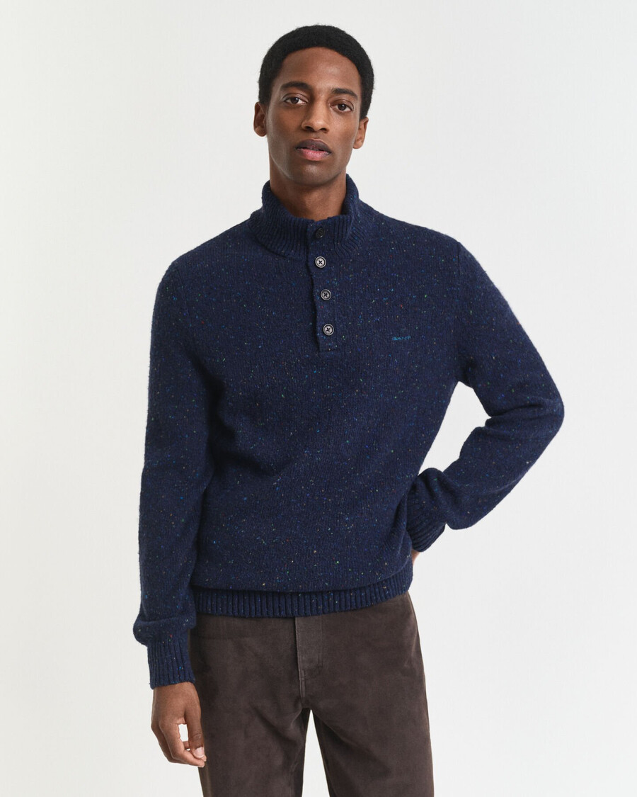 halbgeknöpfter wollmischpullover von nopps – abendblau
