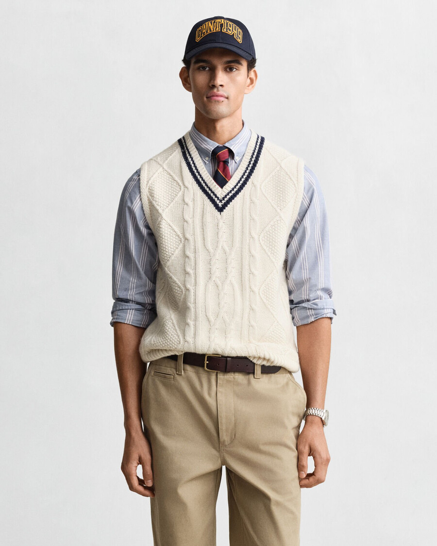 zopfstrickweste – creme