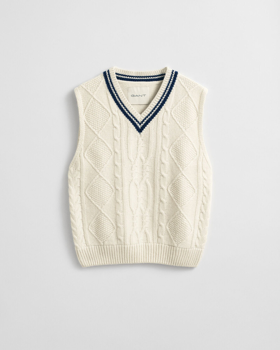 zopfstrickweste – creme