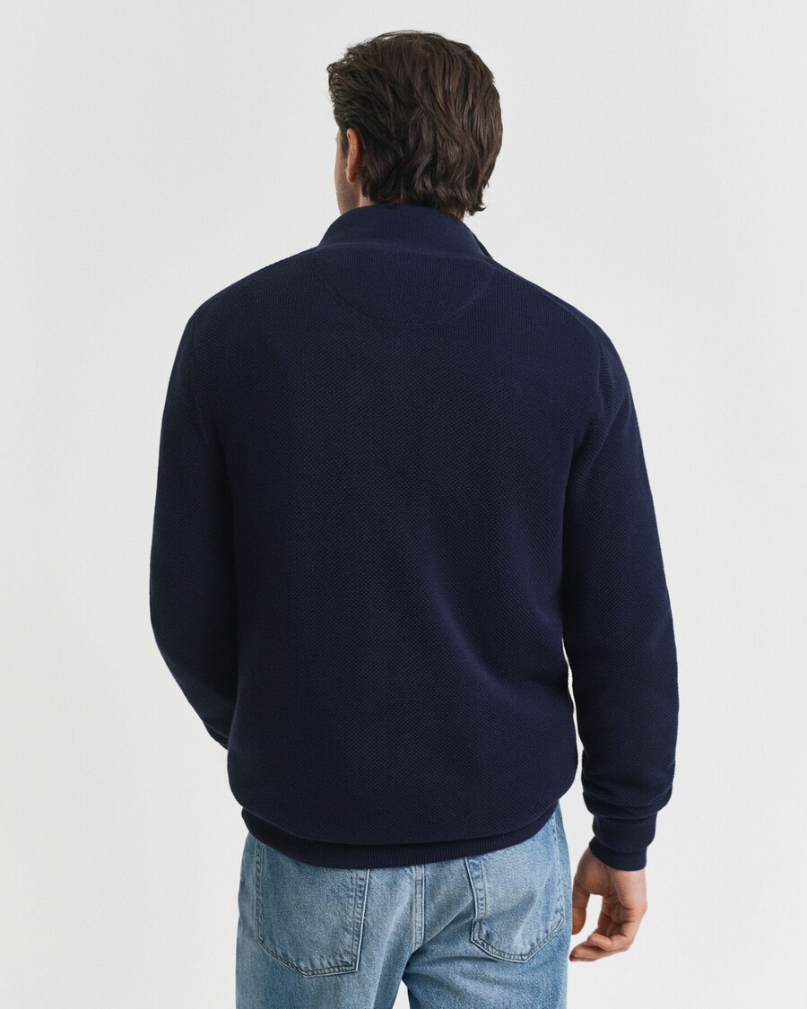 halbzip-pullover aus baumwollpiqué – abendblau