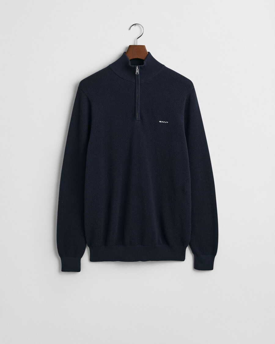 halbzip-pullover aus baumwollpiqué – abendblau