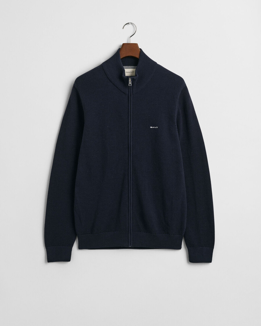 strickjacke mit reißverschluss aus baumwollpiqué – abendblau