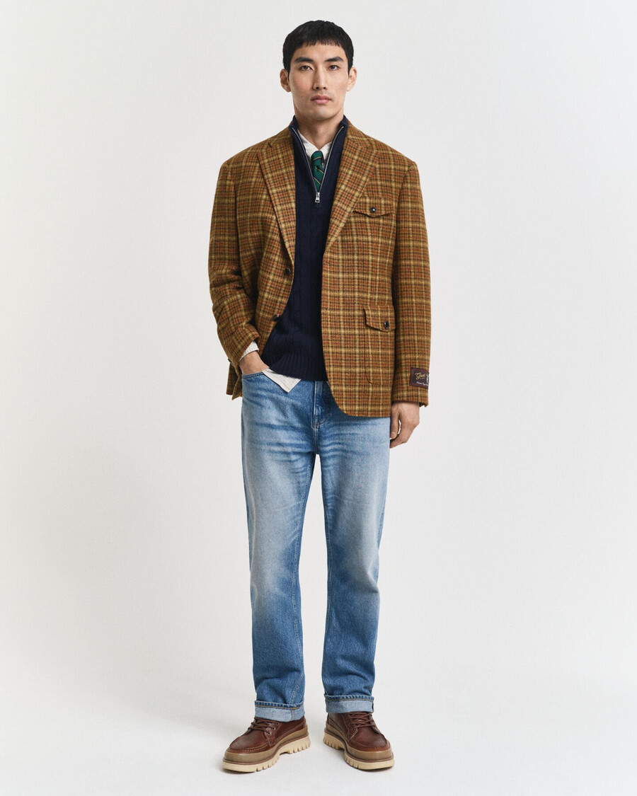 halbzip-pullover aus lammwolle mit zopfmuster – abendblau