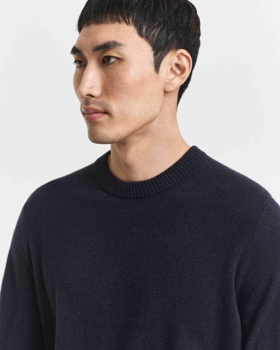 kaschmirpullover mit rundhalsausschnitt – abendblau