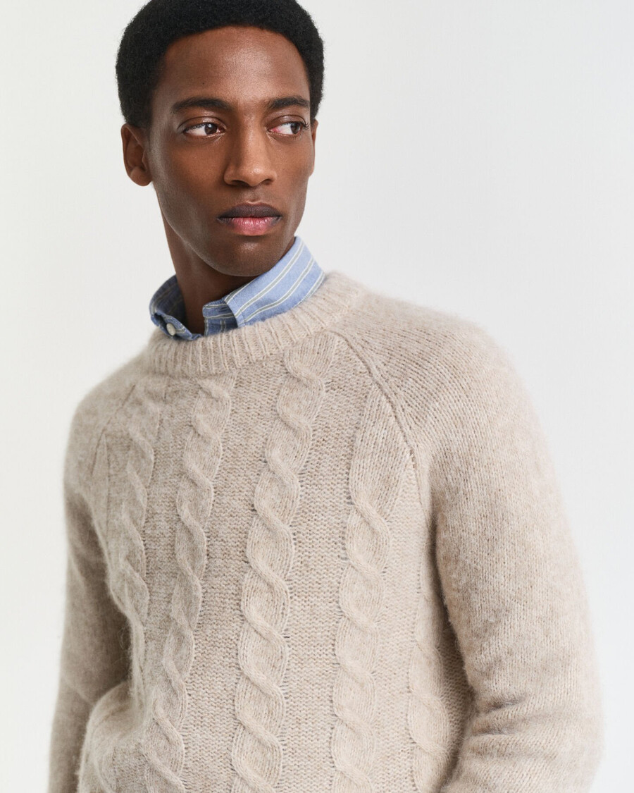 zopfmuster-pullover mit rundhalsausschnitt – saatmeliert