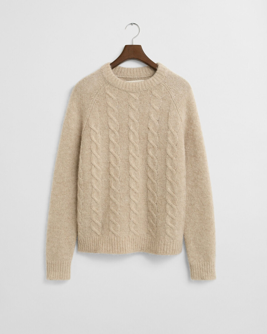 zopfmuster-pullover mit rundhalsausschnitt – saatmeliert