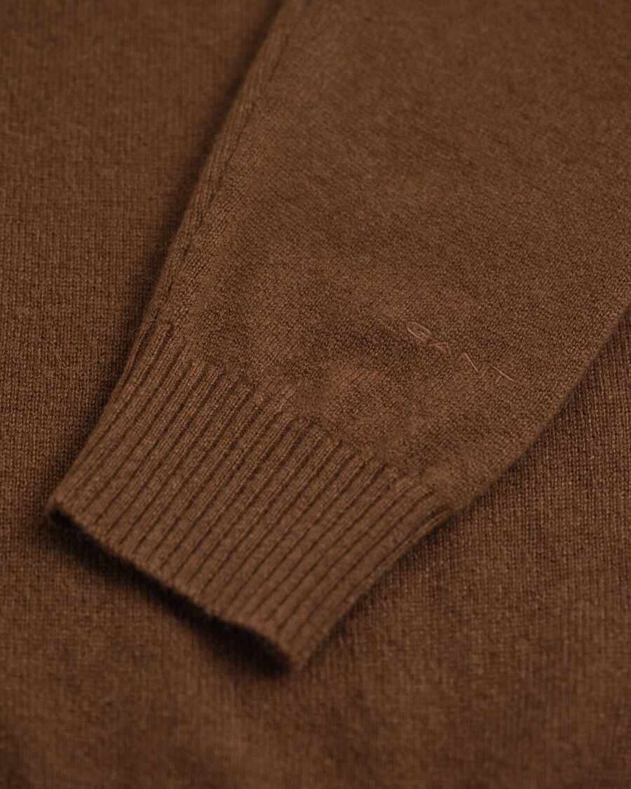 kaschmir-pullover mit halbem reißverschluss – mahagonibraun
